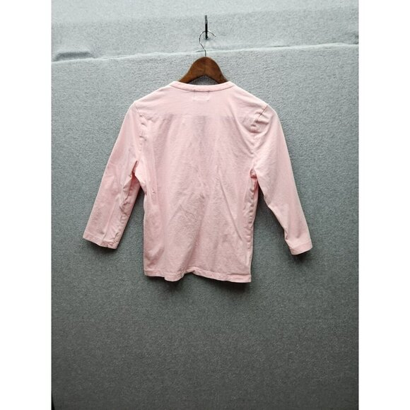Chaps Classics Pink Womens 3/4 Sleeve Cotton Blouse With Embroidered Front Detai - Picture 4 of 4